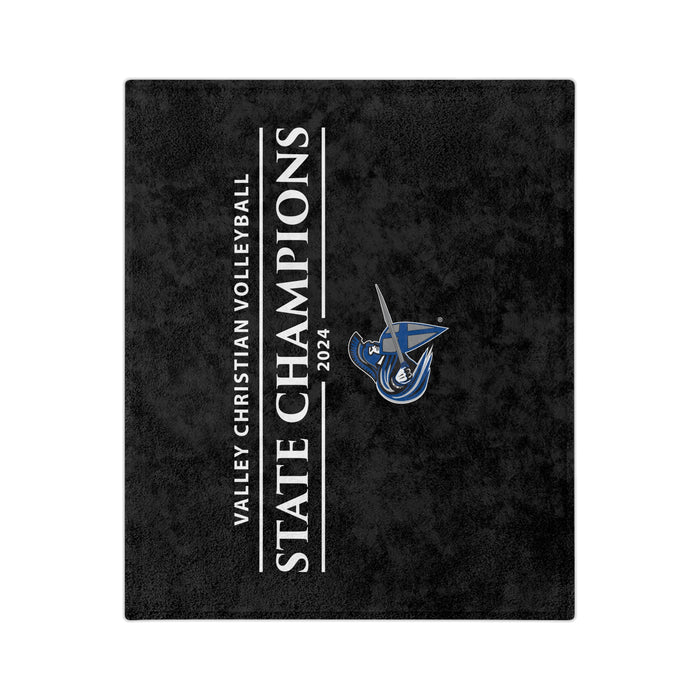 Volleyball 2024 State Champions Velveteen Minky Blanket in BLACK (Shipping Only)