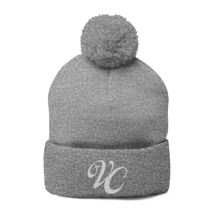 VC Pom-Pom Knit Beanie with Embroidery