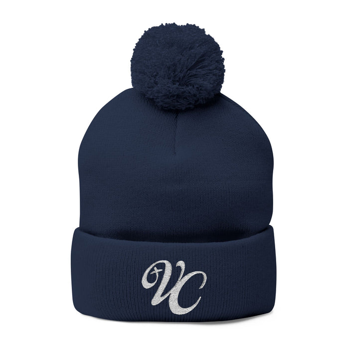 VC Pom-Pom Knit Beanie with Embroidery
