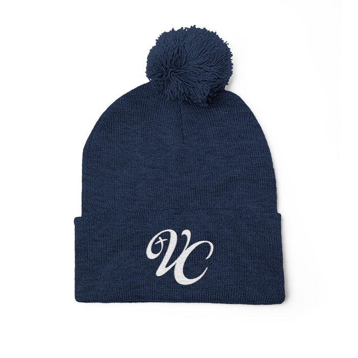VC Pom-Pom Knit Beanie with Embroidery
