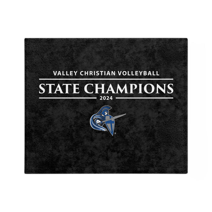 Volleyball 2024 State Champions Velveteen Minky Blanket in BLACK (Shipping Only)