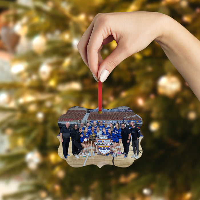 Volleyball State Champions 2025 Metal Plaque Ornament — Team Photo Keepsake