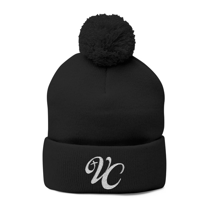 VC Pom-Pom Knit Beanie with Embroidery