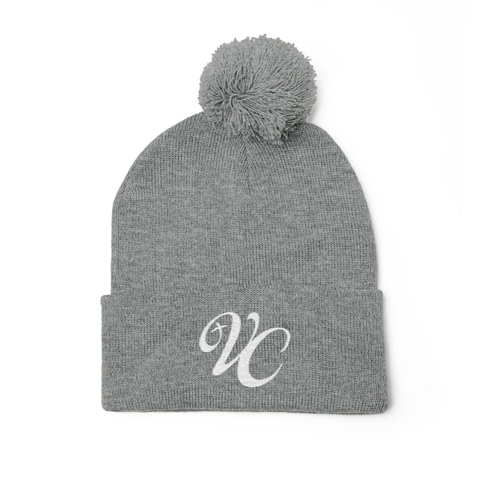 VC Pom-Pom Knit Beanie with Embroidery