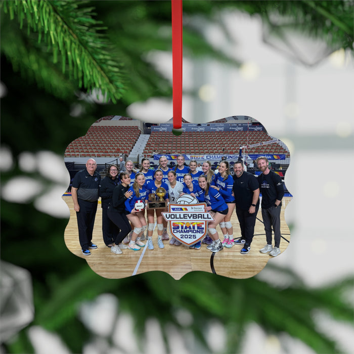 Volleyball State Champions 2025 Metal Plaque Ornament — Team Photo Keepsake