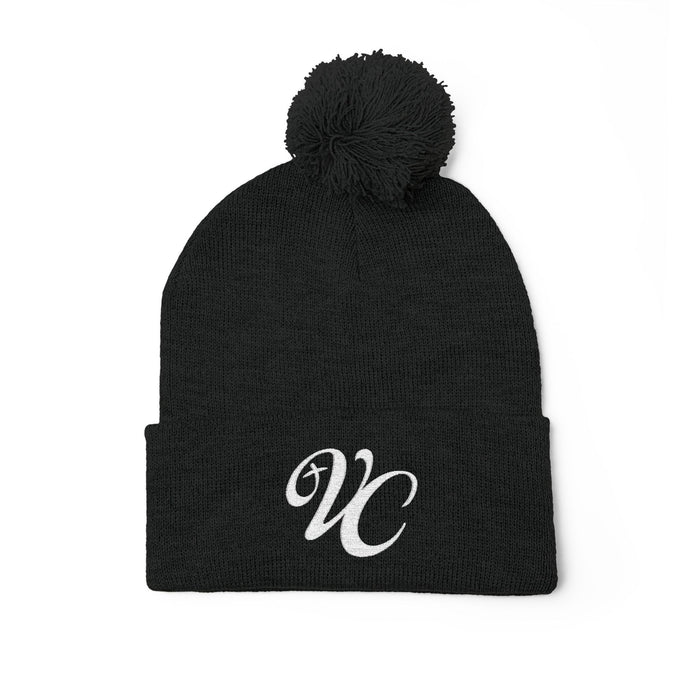VC Pom-Pom Knit Beanie with Embroidery