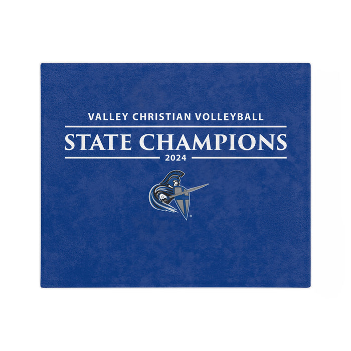 Volleyball 2024 State Champions Velveteen Minky Blanket in BLUE (Shipping Only)