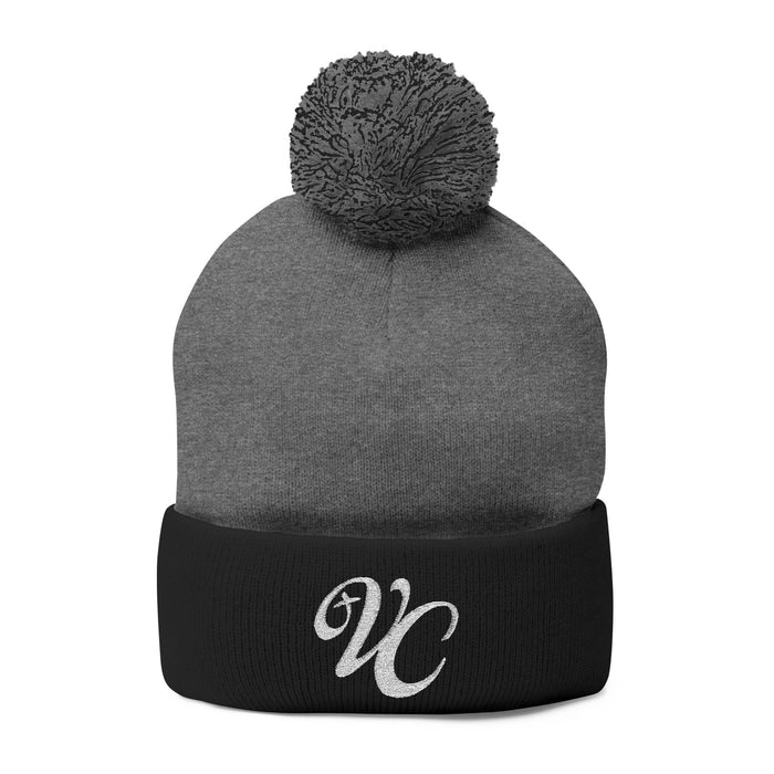 VC Pom-Pom Knit Beanie with Embroidery