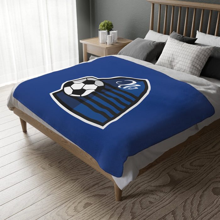 Girls Soccer Shield Velveteen Minky Blanket (Shipping Only)