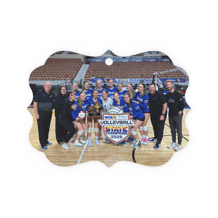 Volleyball State Champions 2025 Metal Plaque Ornament — Team Photo Keepsake
