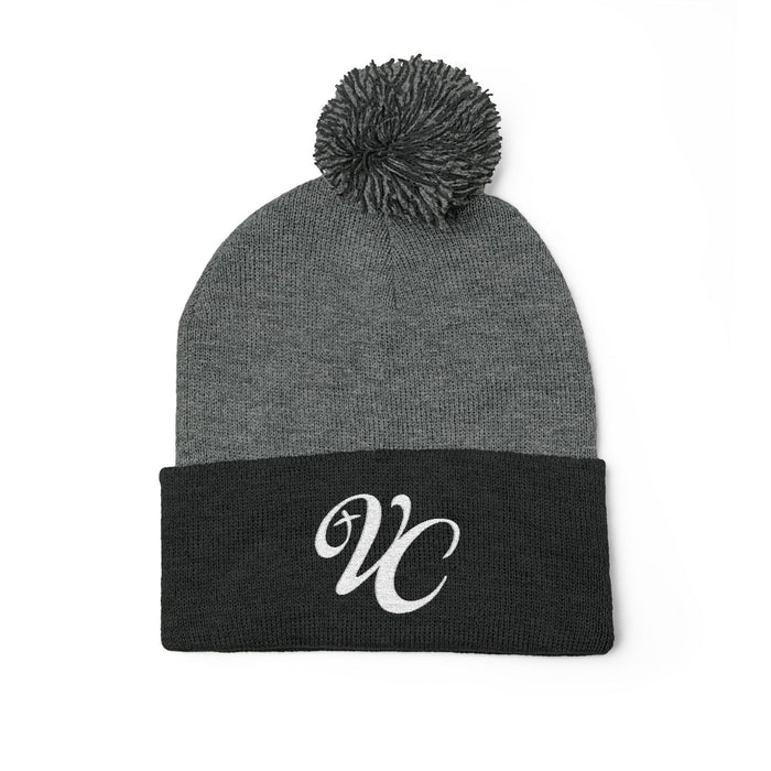 VC Pom-Pom Knit Beanie with Embroidery