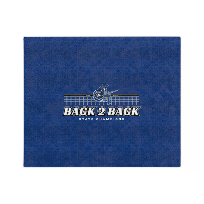 Volleyball 2025 Back 2 Back State Champions Velveteen Minky Blanket in BLUE (Shipping Only)