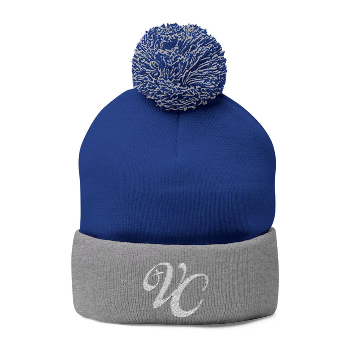 VC Pom-Pom Knit Beanie with Embroidery